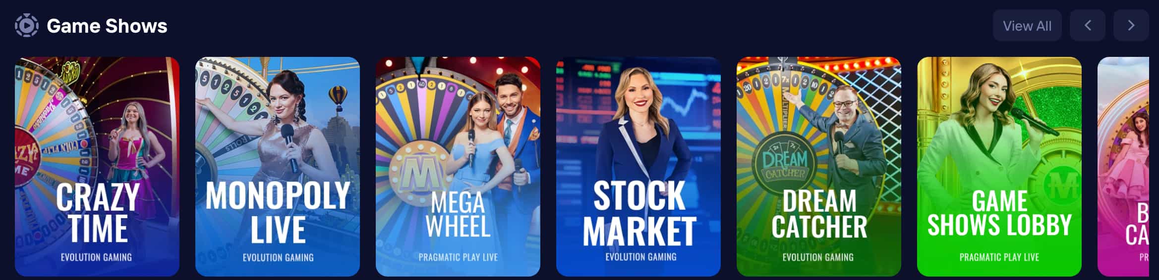 Grid of slot titles in the Duel catalogue with studio classification